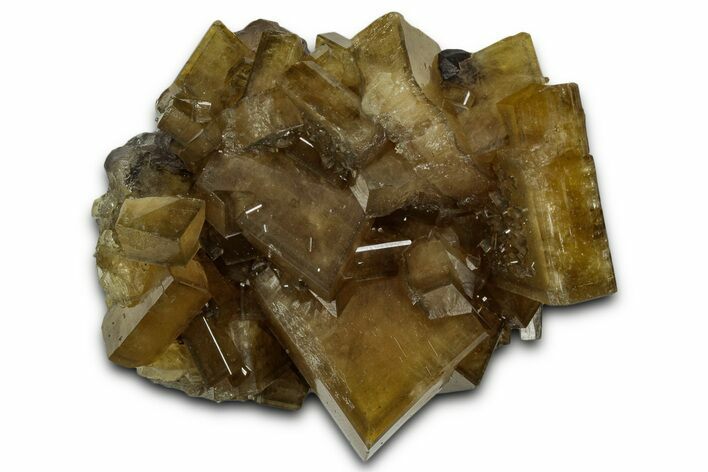 Golden Barite Crystals On Fluorite - Xiefang Mine, China #350738